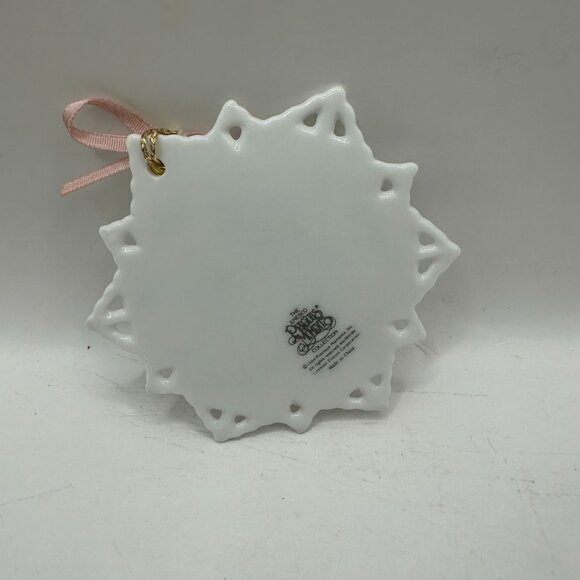 Precious Moments 1994 Tie Dings Of Joy Porcelain Ornament Holiday Design Pink - Picture 3 of 4